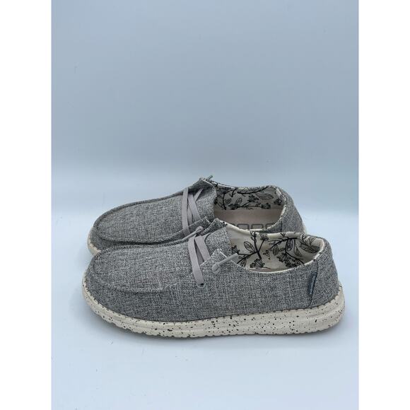 Hey Dude Wendy Linen Shoes Womens Sz 8 Gray Lightweight Casual Slip-On Sneakers - Picture 3 of 7